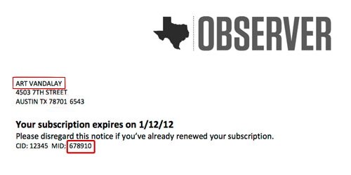 Texas Observer Renewal Letter